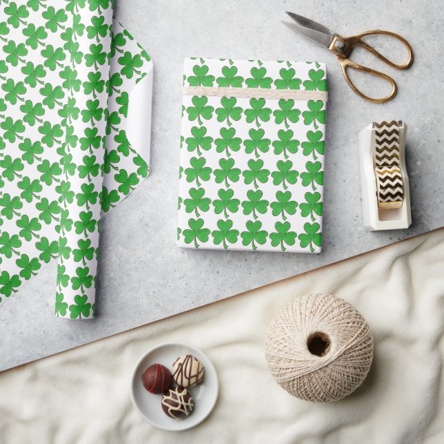 Papier Cadeau Shamrock vert Clover Lucky St. Patrick's Day Luck (Artisanat)