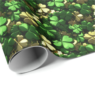 Papier Cadeau Shamrocks d'or