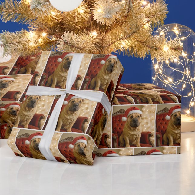 Papier Cadeau Shar-pei Chien de Noël (Vacances)