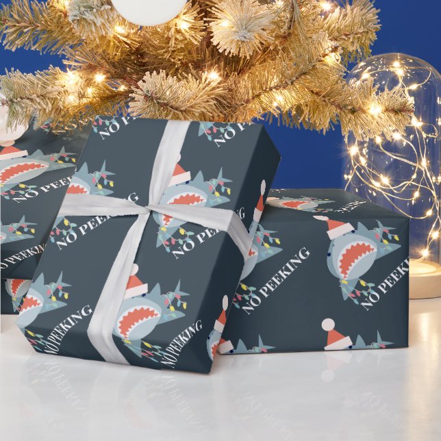 Papier Cadeau Shark Père Noël No Peeking Marine Noël Holiday (Vacances)