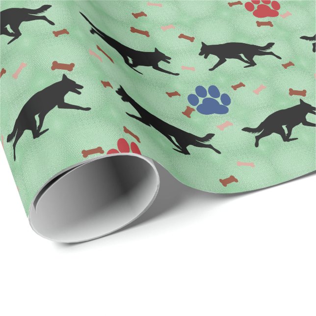 Papier Cadeau Shepherd allemand Shadow Chien (Coin rond)