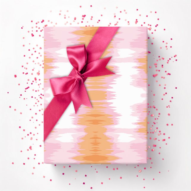 Papier Cadeau Shimmer Ikat in Pink and Orange (Créateur téléchargé)