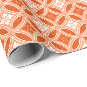 Papier Cadeau Shippo avec Motif Fleur, Mandarin Orange