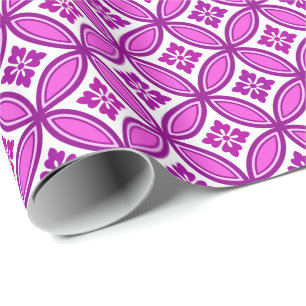 Papier Cadeau Shippo avec Motif Fleur, Orchidée et violet profon