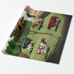 Papier Cadeau Shorthorn typique du Holstein Jersey de vaches à