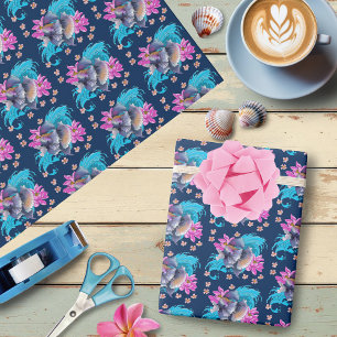 Papier Cadeau Siamese Combattre Le Poisson Floral