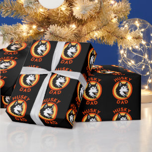 Papier Cadeau Siberian Husky Papa, Chien Papa, Cadeau Amoureux d