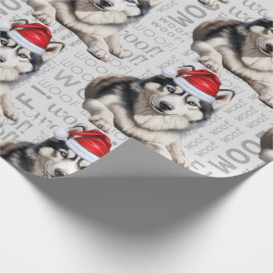 Papier Cadeau Sibérie Husky Père Noël Noël pour les Amoureux de 