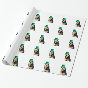 Papier Cadeau Sibérien Husky Chien Saint Patrick jour