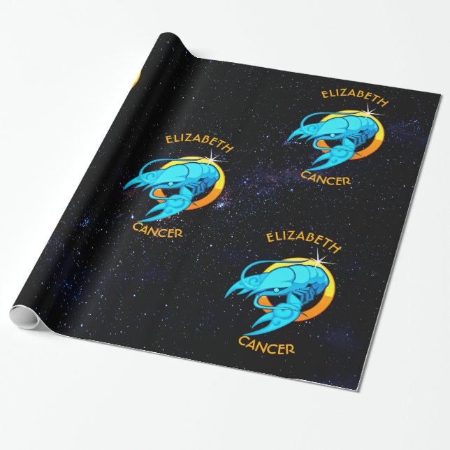 Papier Cadeau Signe d'anniversaire de zodiaque de Cancer avec (Déroulé)