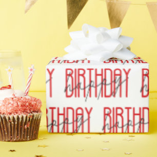 Papier Cadeau signe d'anniversaire rouge et noir heureux