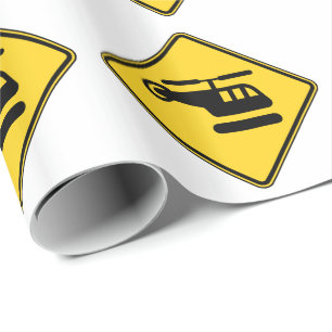 Papier Cadeau Signe d'hélicoptère de précaution
