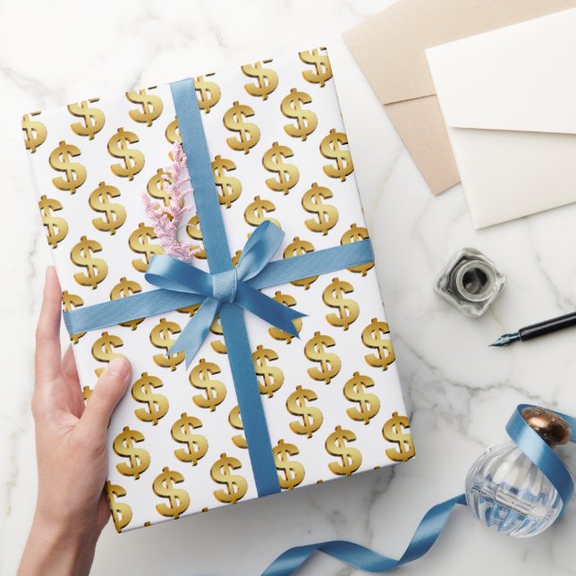 Papier Cadeau Signes de dollars d'or (Cadeaux)