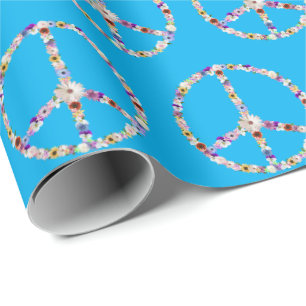 Papier Cadeau Signes De Paix Fleur Sur Aqua