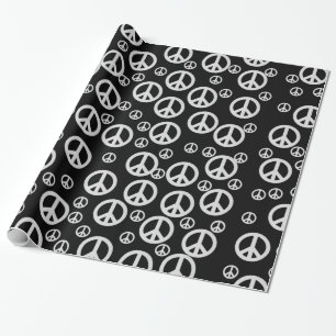 Papier Cadeau Signes de paix noirs et blancs