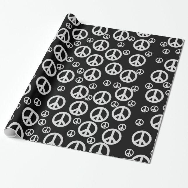 Papier Cadeau Signes de paix noirs et blancs (Déroulé)