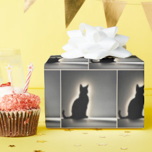 Papier Cadeau Silhouette Chat Avec Luminosité