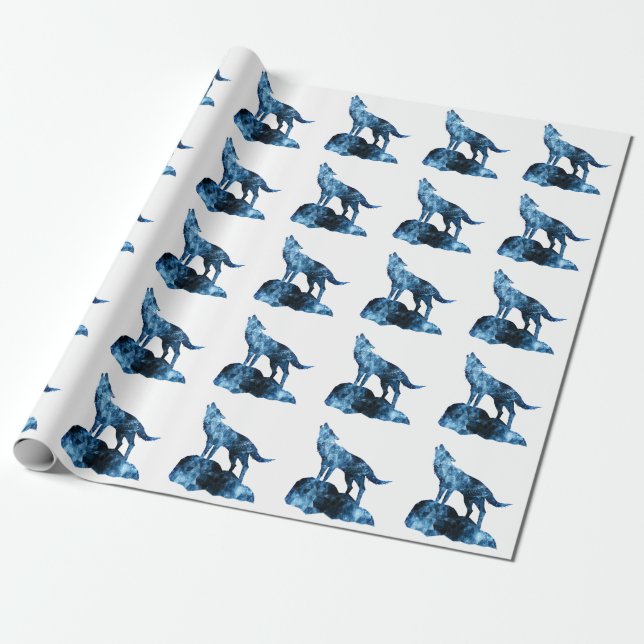 Papier Cadeau Silhouette de fumée brillante bleue hurlante (Déroulé)