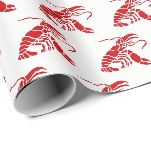 Papier Cadeau Silhouette de homard no 1 en rouge (Coin rond)