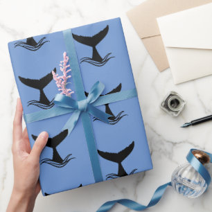 Papier Cadeau Silhouette de la queue de baleine d'Ocean Wave