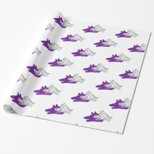 Papier Cadeau Silhouette de main de loup Violet