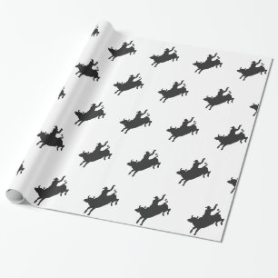 Papier Cadeau Silhouette de Rodeo Bull Ride