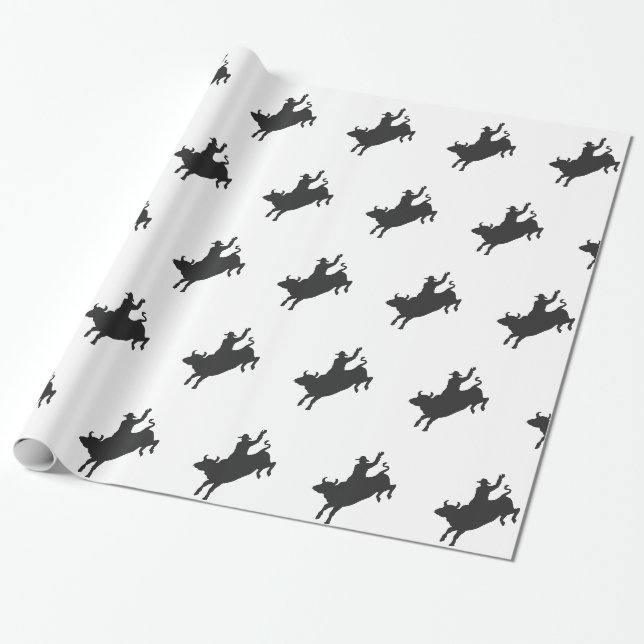 Papier Cadeau Silhouette de Rodeo Bull Ride (Déroulé)