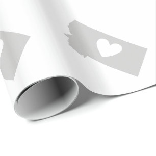 Papier Cadeau Silhouette d'état du Montana de coeur