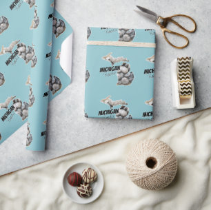 Papier Cadeau Silhouette Du Michigan Remplie De Pierres De Petos