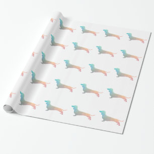 Papier Cadeau Silhouette du Motif géométrique Dachshund