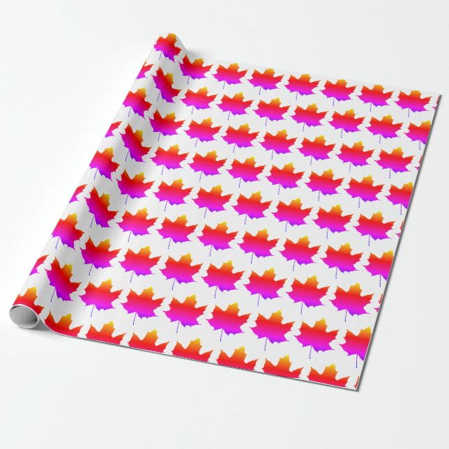 Papier Cadeau Silhouette d'une feuille d'érable (Déroulé)