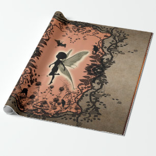 Papier Cadeau Silhouette féerique mignonne avec l'éclat