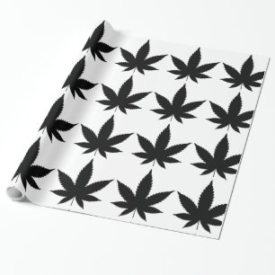 Papier Cadeau Silhouette feuille de mauvaises herbes