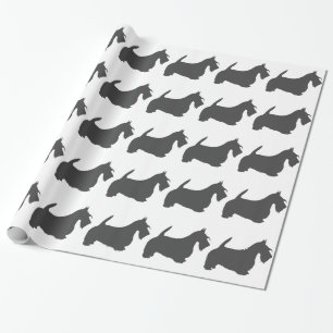 Papier Cadeau silhouette gris-foncé de terrier écossais