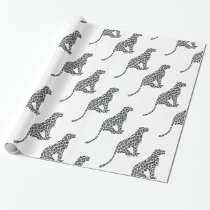 Papier Cadeau Silhouette gris léopard et gris clair