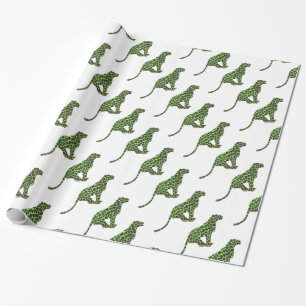 Papier Cadeau Silhouette léopard noir et vert