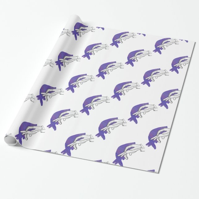 Papier Cadeau Silhouette main Anteater violet (Déroulé)