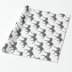 Papier Cadeau Silhouette noir et gris clair Zebra