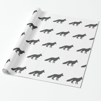 Papier Cadeau Silhouette noire d'un renard moelleux