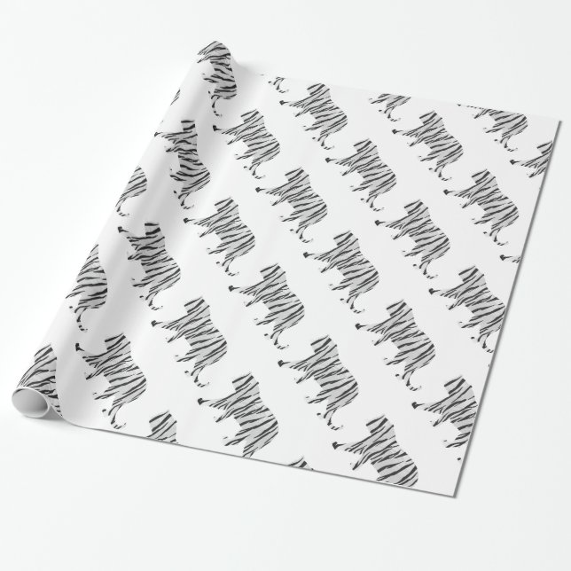 Papier Cadeau Silhouette Tiger noir et blanc (Déroulé)