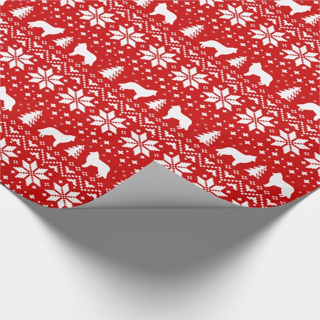 Papier Cadeau Silhouettes de chien de Beauceron Motif de Noël ro (Coin)