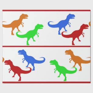 Papier Cadeau Silhouettes de T-Rex de Dinosaure Jurassique
