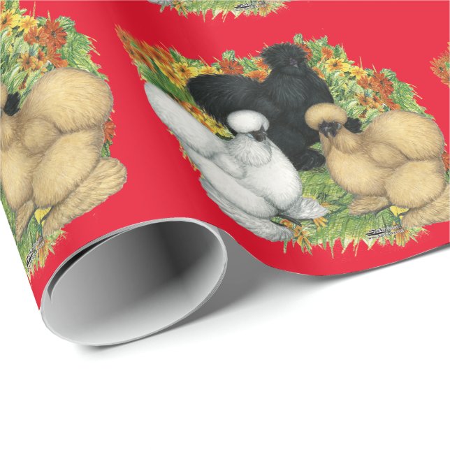 Papier Cadeau Silkies du jardin de fleurs (Coin rond)