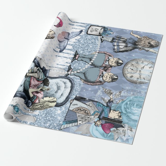 Papier Cadeau Silver Blue Ice Alice au pays des merveilles (Déroulé)