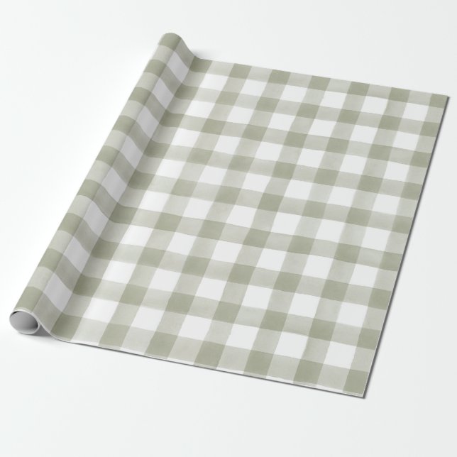 Papier Cadeau Silver Green Anglais Country Check Cadeau Plaid (Déroulé)