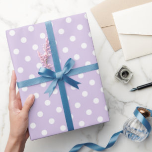 Papier Cadeau Simple Chic À petits pois Blanc Motif Sur Pale Vio
