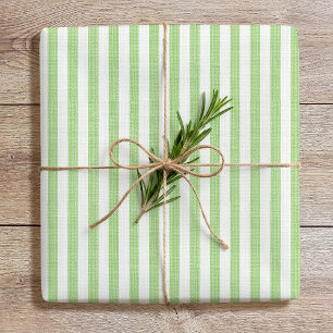 Papier Cadeau Simple Chic Linge Revêtu Motif rayé Vert Blanc