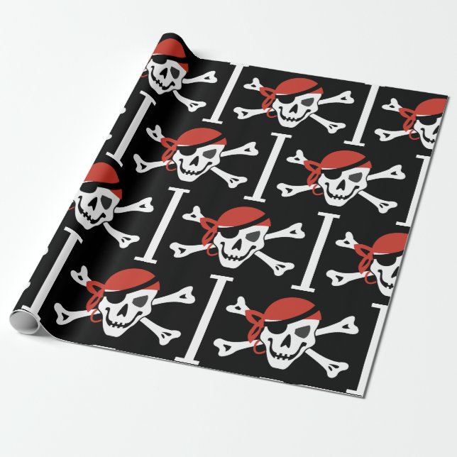 Papier Cadeau Simple crâne de pirate souriant (Déroulé)