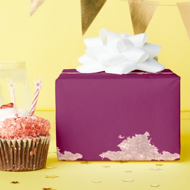 Papier Cadeau simple custom pink purple sparkle add you name let (Fête d'anniversaire)