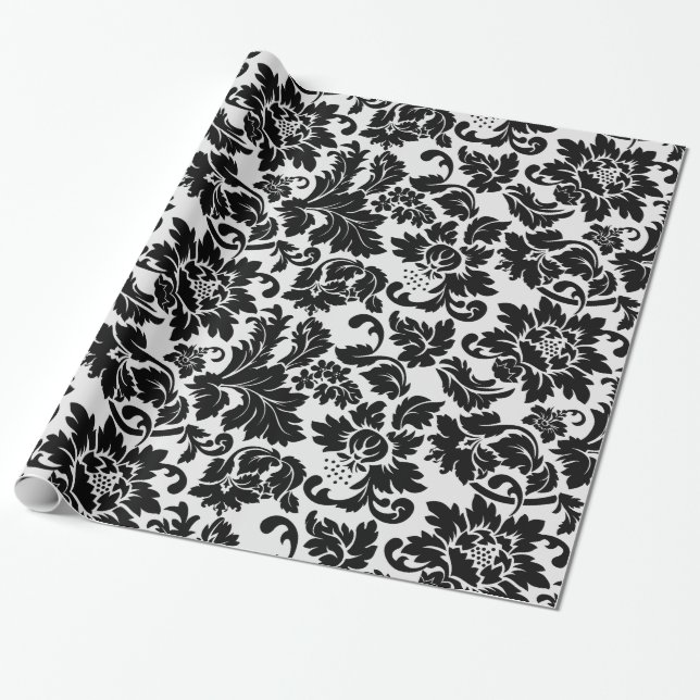 Papier Cadeau Simple Damas Noir Et Blanc (Déroulé)